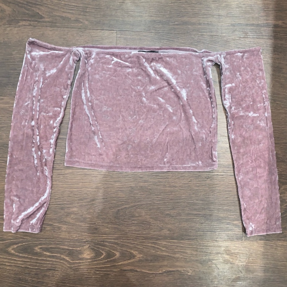 Kendall & Kylie Velvet Off-the-Shoulder Crop Top